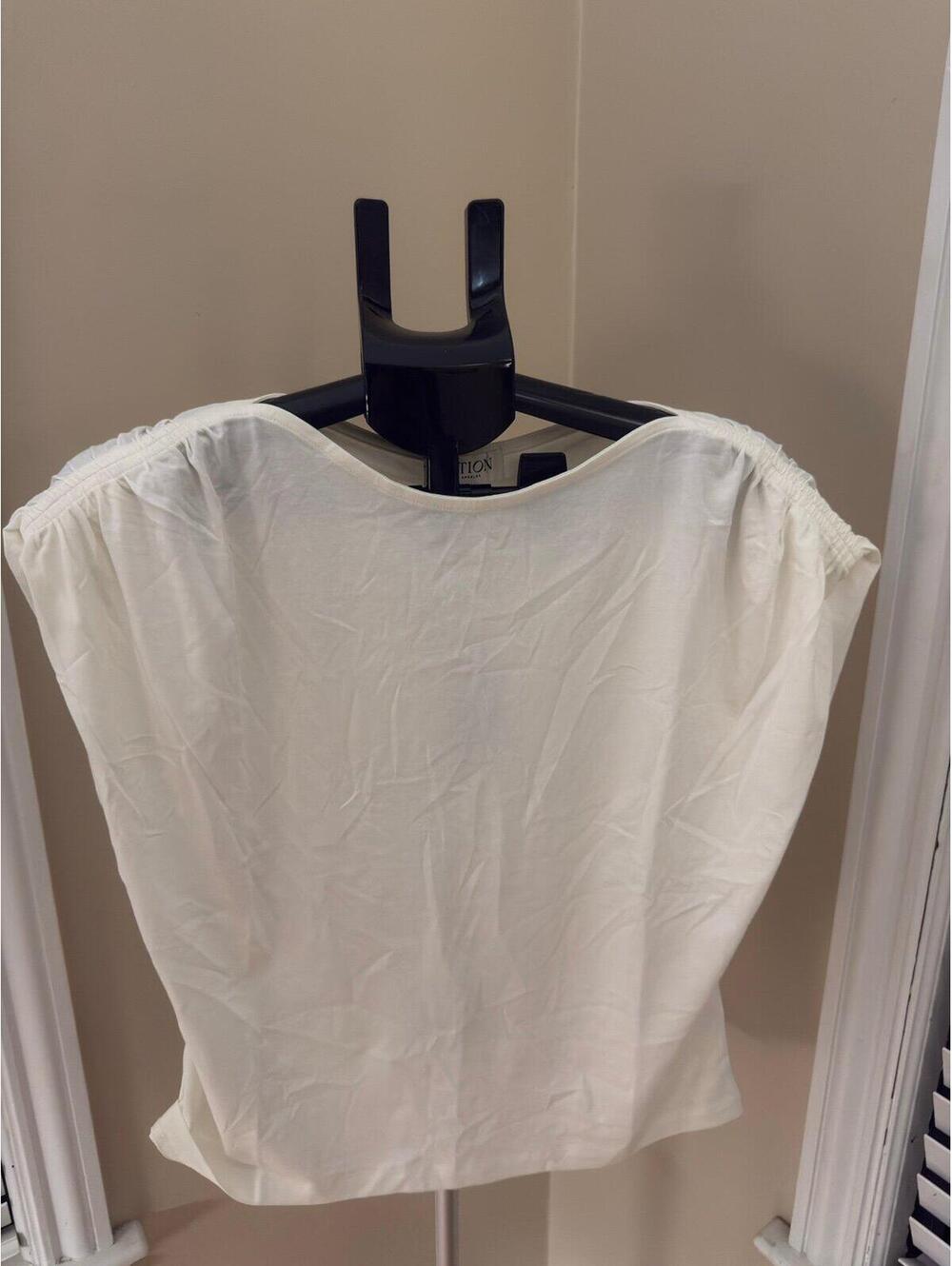 NWT Nation Los Angeles Ivory Shoulder Gathered Tee Top L Anthropologie Minimalis